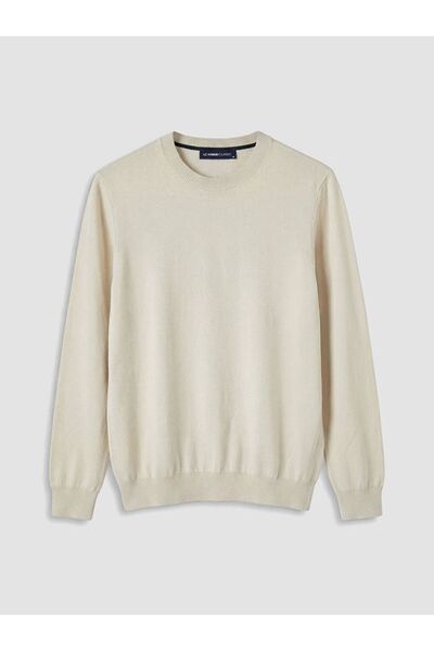 LC Waikiki Lcwaikiki Classic Ecru Crew Neck Men's Knitwear Sweater