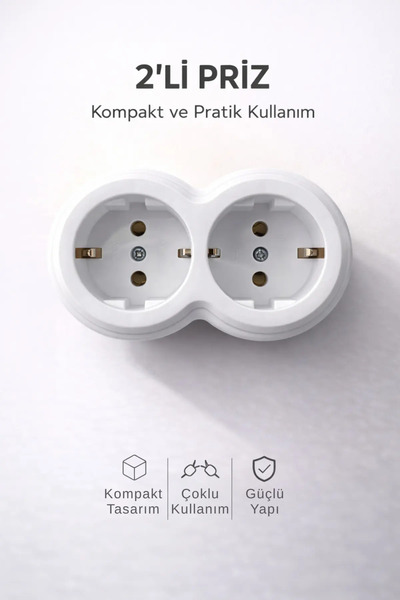 TİMSAL ELEKTRİK 2li İkili Düz Fiş Priz Topraklı Anahtarsız Model Timsal Serisi