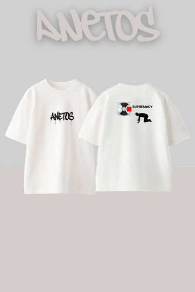 Anetos Kanye West Yeezus_4 Design Printed Oversize White T-Shirt