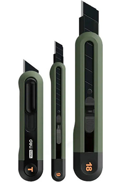 Deli Set Safety Cutting Knives with Plastic Body and 9mm Blade Width Green