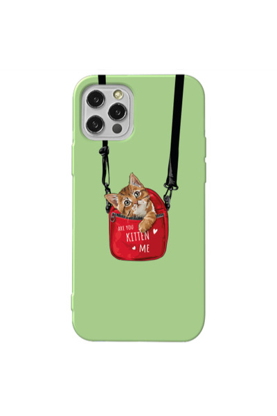 Other Apple iPhone 12 Pro Are you kitten Light Green Colored Silicone TPU Θήκη