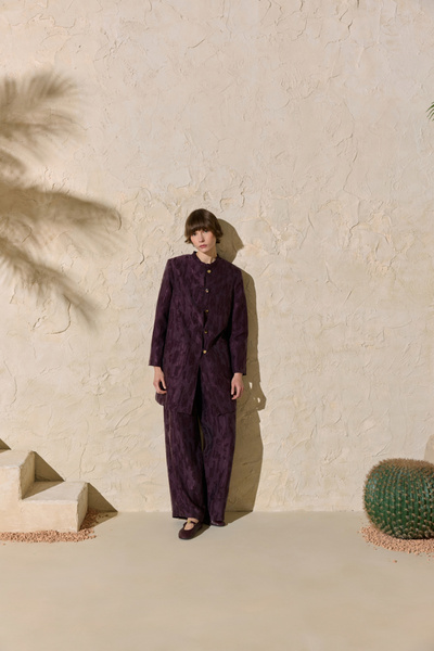 Aker Plum Stylish Buttoned Jacquard Cap