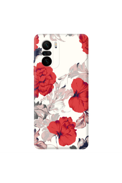 Other Xiaomi Poco F3 Red Flowers Transparent Silicone TPU Θήκη
