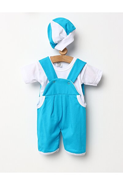MiniKids Set 3 piese bebelusi model alb-turcoaz