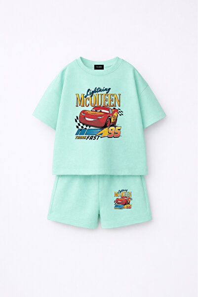 fasardi Cars Cars Lightning Mcqueen Printed Oversize 100% Cotton T-Shirt Shor...