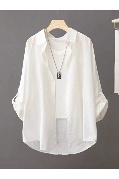 Generic Women's Shirt, Casual Comfortable Long Sleeve Shirt, Simple Fashion V...