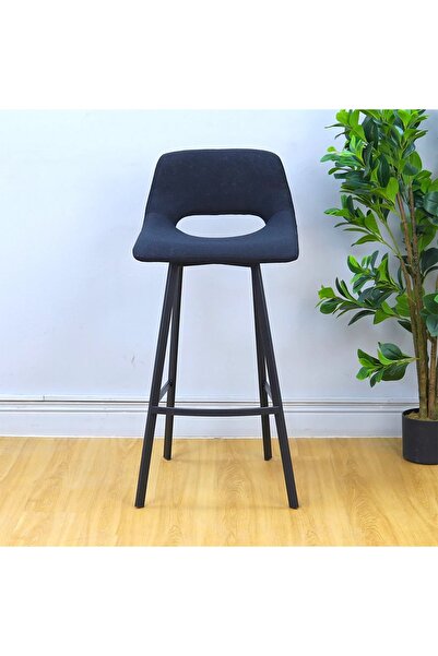 Al Hadaya Mall Contemporary Stylish Design Fabric Counter Chair - Black - 99X...