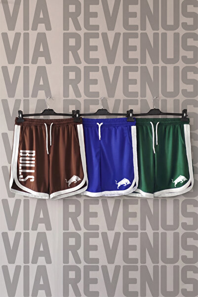 Vordevia Bulls Printed Unisex Retro Varsity Daily Training Sports Shorts 3-Pack