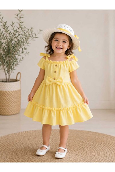Seltay Girls' Hat-And-Headband Dress with Tie-Up Bows on the Shoulder in Turq...