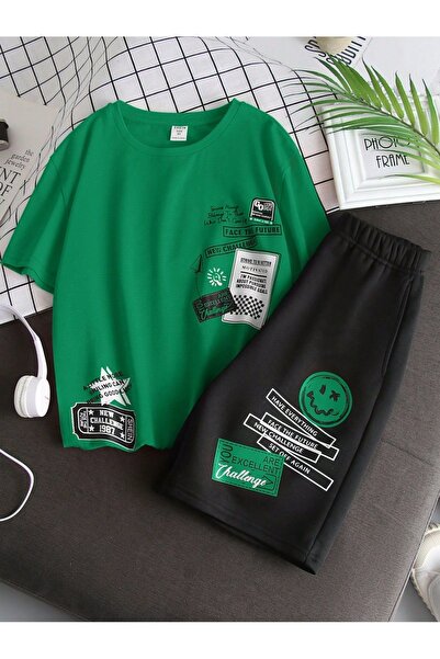 ship master Summer Collection New Arrival T-Shirt & Shorts Set Printed Patter...