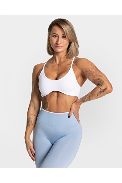 TEVEO White Ribbed Sports Bra – Modern Cut and Stylish Details