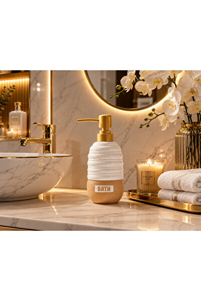 CEZVE HOME Modern Porcelain Soap Dispenser with Gold Pump Liquid Soap Dispens...