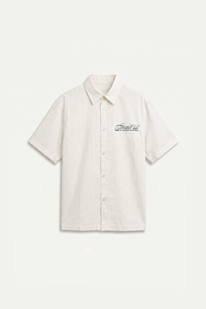 DeFacto Boxy Fit Shirt with Collar Embroidery Cotton Short Sleeve Shirt H7328...