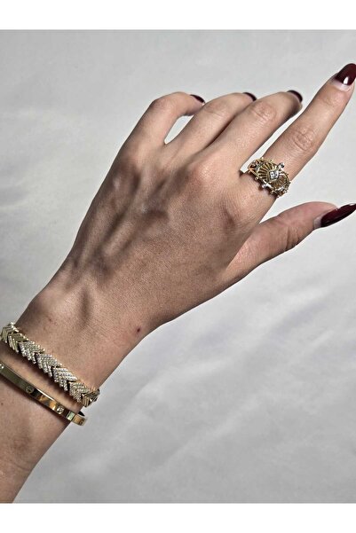 Roseliere Jewelry Nefertiti 14K Altın Kaplama Geometrik Zirkon Taşlı Ayarlana...