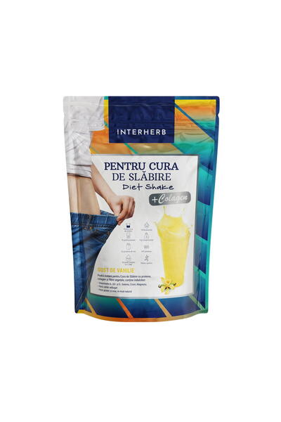 Interherb Diet Shake cu Colagen si Aroma de Vanilie Pulbere 528g