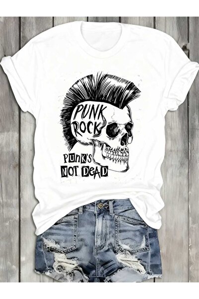 12 Teknoloji Women's Punk Rock Skull T-Shirt 100% 180GSM Retro Goth Tee with ...