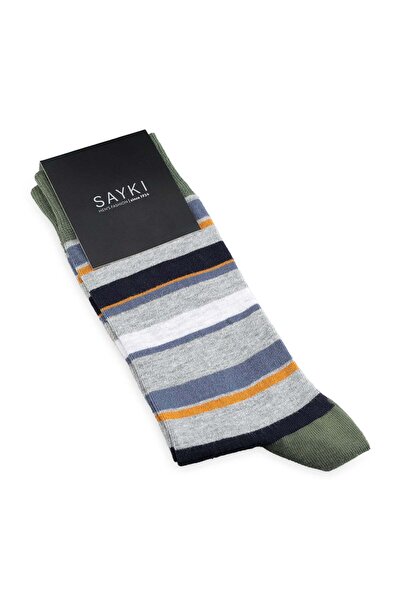 Hatemoğlu Khaki Striped Patterned Socks