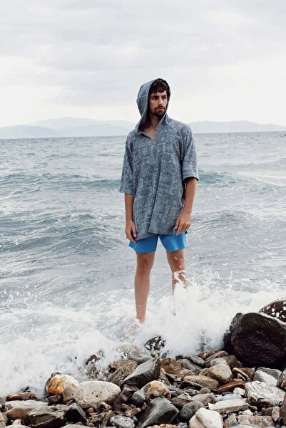İrya Kayora 100% Cotton Unisex Beach Poncho Windy Blue