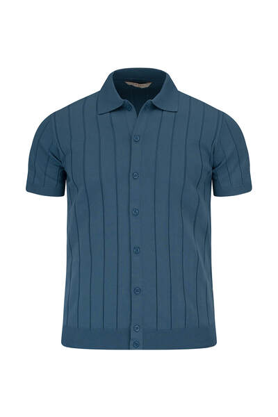 Hatemoğlu Lacivert Regular Fit Polo Yaka Düğmeli Tişört