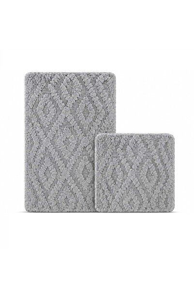 Özdilek Set de baie Tufting din 2 piese, set de covorașe din bumbac - Gri int...