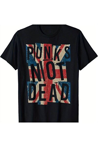 12 Teknoloji تي شيرت رجالي بتصميم عتيق "Punks Not Dead" مع رسومات علم الاتحاد...