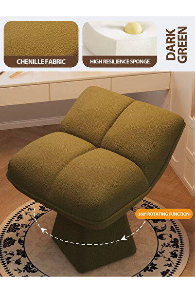 Vitakit Chenille Makeup Stool with High-Resilience Foam, Scratch & Wear Resis...