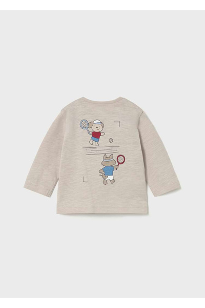 MAYORAL Baby Long Sleeve T-Shirt with Pockets Beige 1075