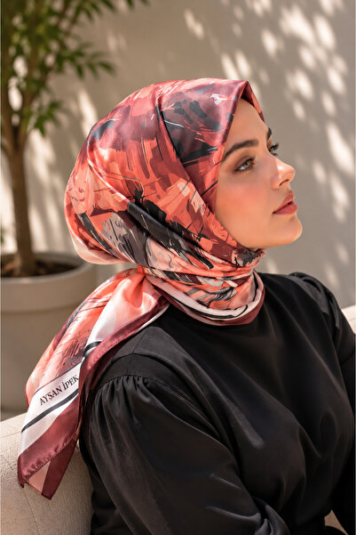 EBRUTESETTÜR Pastel Floral Pattern Scarf Series Burgundy