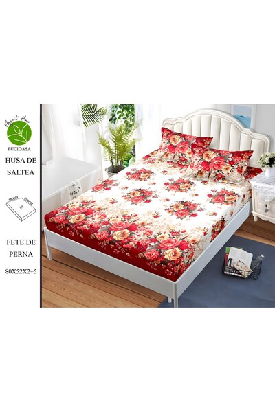 naniland.ro Husă de Pat Finet 2 Persoane 3 Piese cu Elastic 180x200 cm, Model...