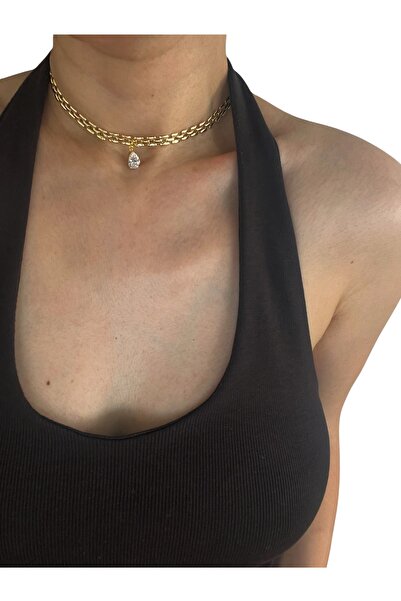 Hoop jewelery Stone-Embellished Mesh Chain Choker