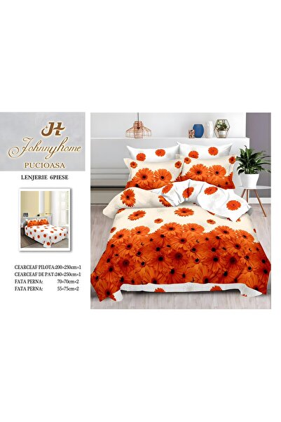 naniland.ro Lenjerie de Pat Bumbac Satinat 2 Persoane 6 Piese fără Elastic 20...