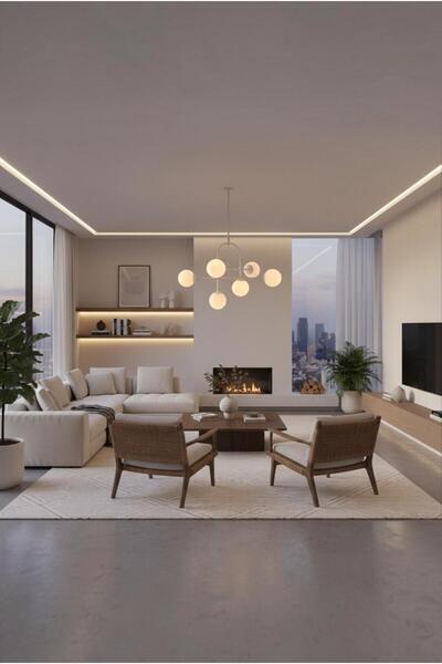 Elizim Home Lighting Petra Metal Beyaz Gövdeli Beyaz Cam'lı Modern Dekorasyon...