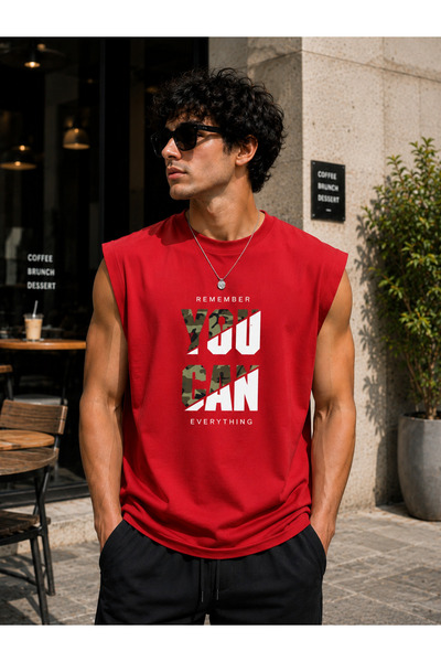 caddekombin Zero Sleeve Unisex You Can Double Color Printed Cotton Combed Cre...