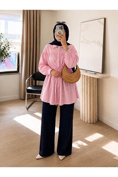 unika boutique Kadın Büzgü Detaylı Tesettür Gömlek