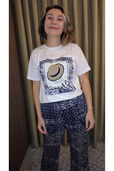 MU&ME BOUTİQUE T-Shirt with Printed Details 100% Cotton