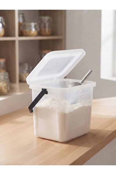 DS Home&Design Food Storage Container with Handle - 6.5 Liter Transparent Lid...