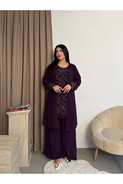 Missrosemoon Yeni Sezon Tesettür 3’lü Takım – Taş detaylı, Tunik ve Pantolon ...
