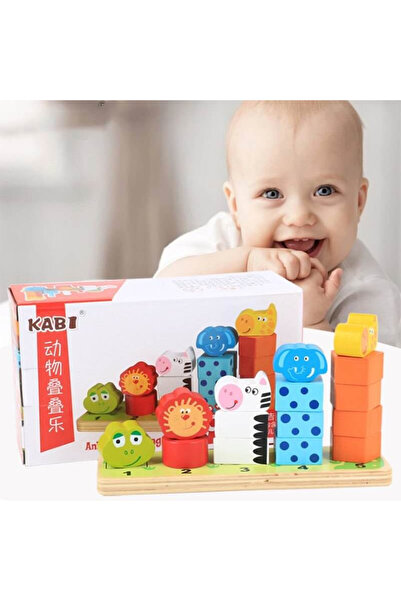 CasaDesteapta.ro Joc Montessori de Stivuit din Lemn cu Forme, Culori si Numer...