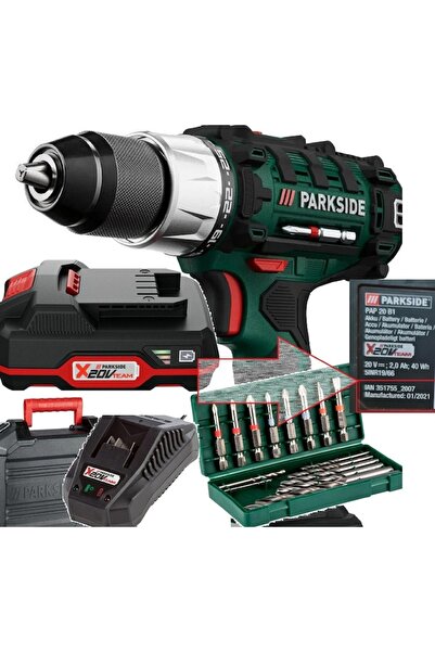 PARKSIDE Бормашина и винтоверт PABS X20V, батерия 2Ah, 20V, 45Nm, комплект с ...