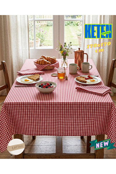 zera collection Piti Square Linen Tablecloth - Tightly Woven. Picnic-Kitchen-...