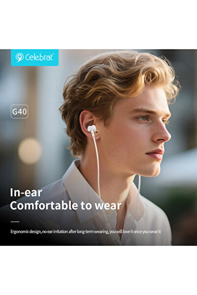 Celebrat earphones με μικρόφωνο G40, USB-C σύνδεση, 10mm, 1.2m, μαύρα