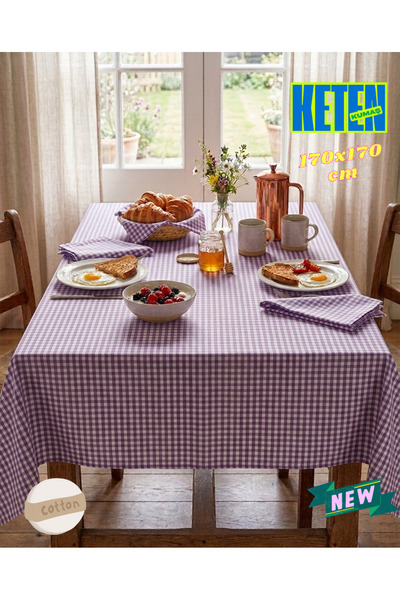 zera collection Piti Square Linen Tablecloth - Tightly Woven. Picnic-Kitchen-...