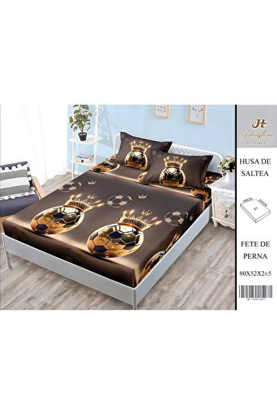 naniland.ro Husă de Pat Bumbac Satinat 2 Persoane 3 Piese cu Elastic 160x200 ...