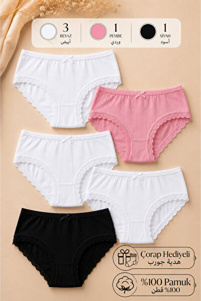 Altınay 5-Piece Luxury Lace Jacquard 100% Cotton Women's Bato Panties Jak2 - ...