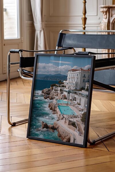 Postifull Sea and Building Poster, Black Framed Poster, Old Money Series, No:...