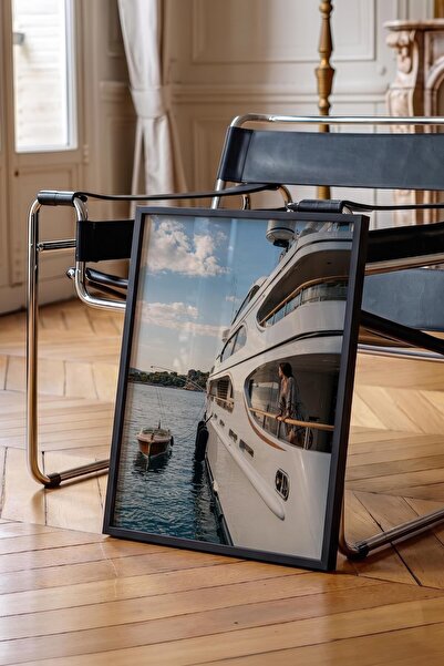 Postifull Yacht and Seascape Poster, Black Framed Poster, Old Money Series, N...