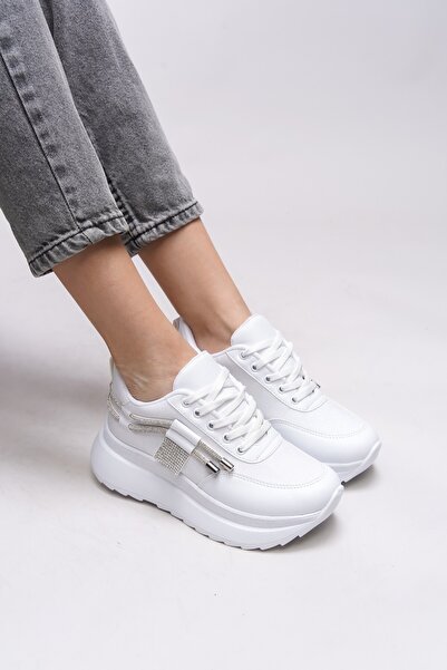 Bluefeet Mdl White Skin Lace-Up Women's Sports Shoes