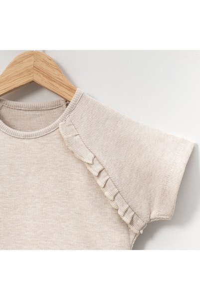 Dadamama Girl's 100% Cotton Ruffle T-Shirt