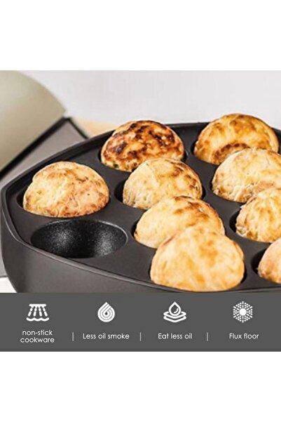 ARTC Takoyaki Pan – Japanese Snack Maker with Glass Lid – 12 Hole Non-Stick P...