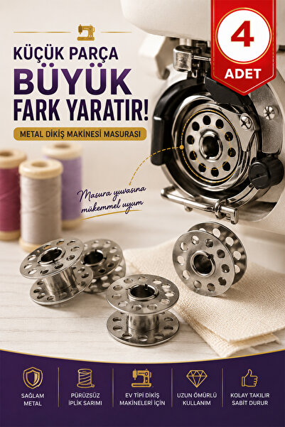 Ganjem 4 Adet Dikiş Makinesi İçin Metal Masura Ev Tipi Makine İplik Sarma ve ...